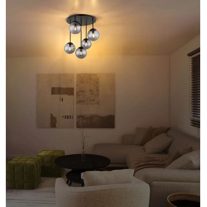 Globo - Lustre de teto fixo 5xE14/25W/230V preto