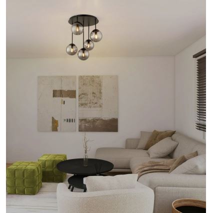 Globo - Lustre de teto fixo 5xE14/25W/230V preto