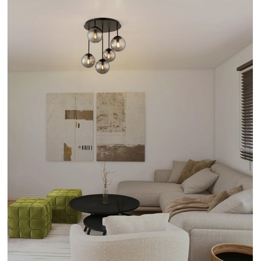 Globo - Lustre de teto fixo 5xE14/25W/230V preto