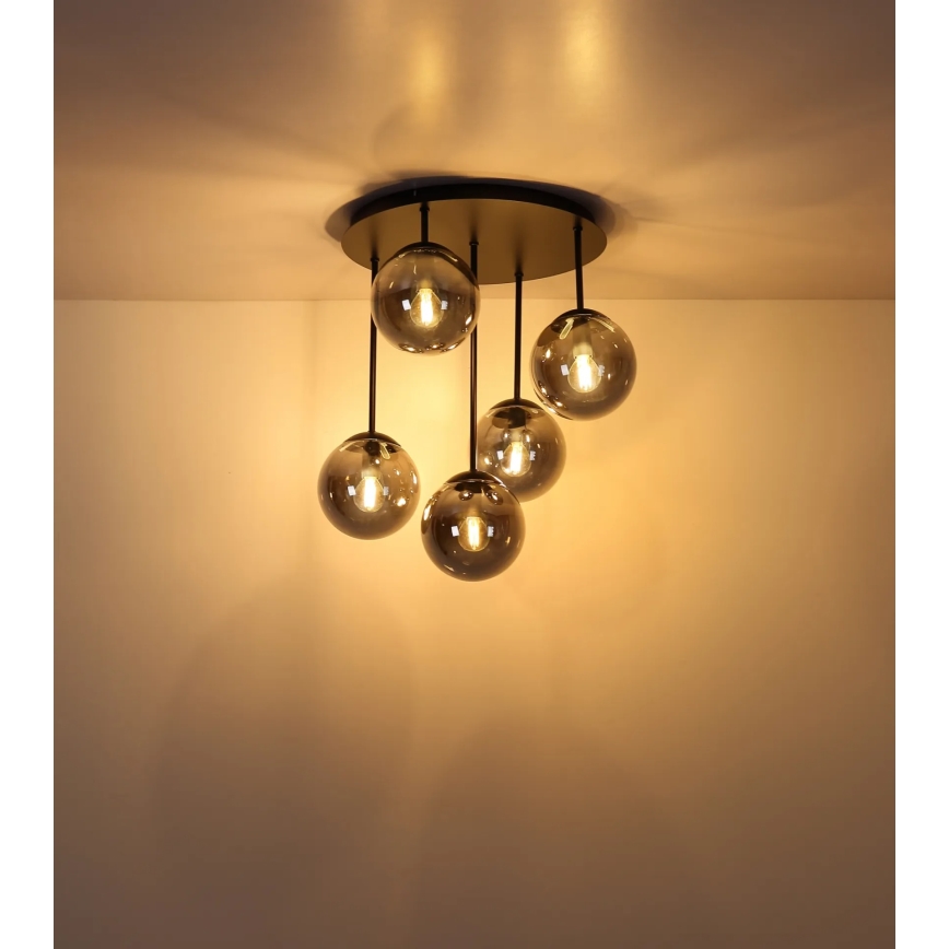 Globo - Lustre de teto fixo 5xE14/25W/230V preto