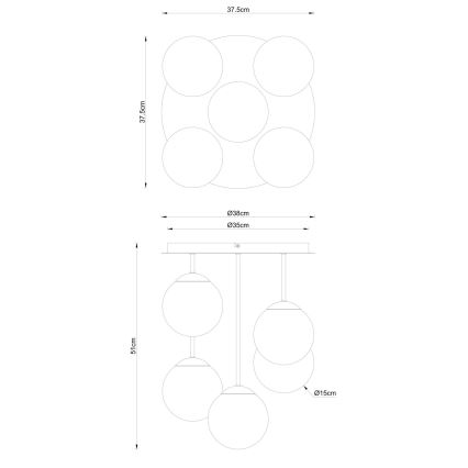 Globo - Lustre de teto fixo 5xE14/25W/230V preto