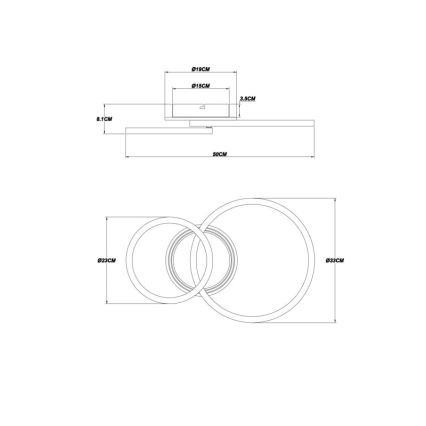 Globo - Luminária de teto LED LED/30W/230V 2700/4500/6500K Ø 33x50 cm preta