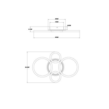 Globo - Luminária de teto LED LED/40W/230V 2700/4500/6500K Ø 35,5x53 cm preta