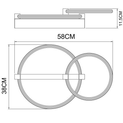 Globo - Luminária de teto LED/24W/230V 3000K 58x38 cm preta