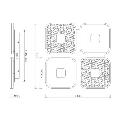 Globo - Candeeiro de tecto LED regulável 55W/230V 2700-6000K 54x54 cm + comando à distância