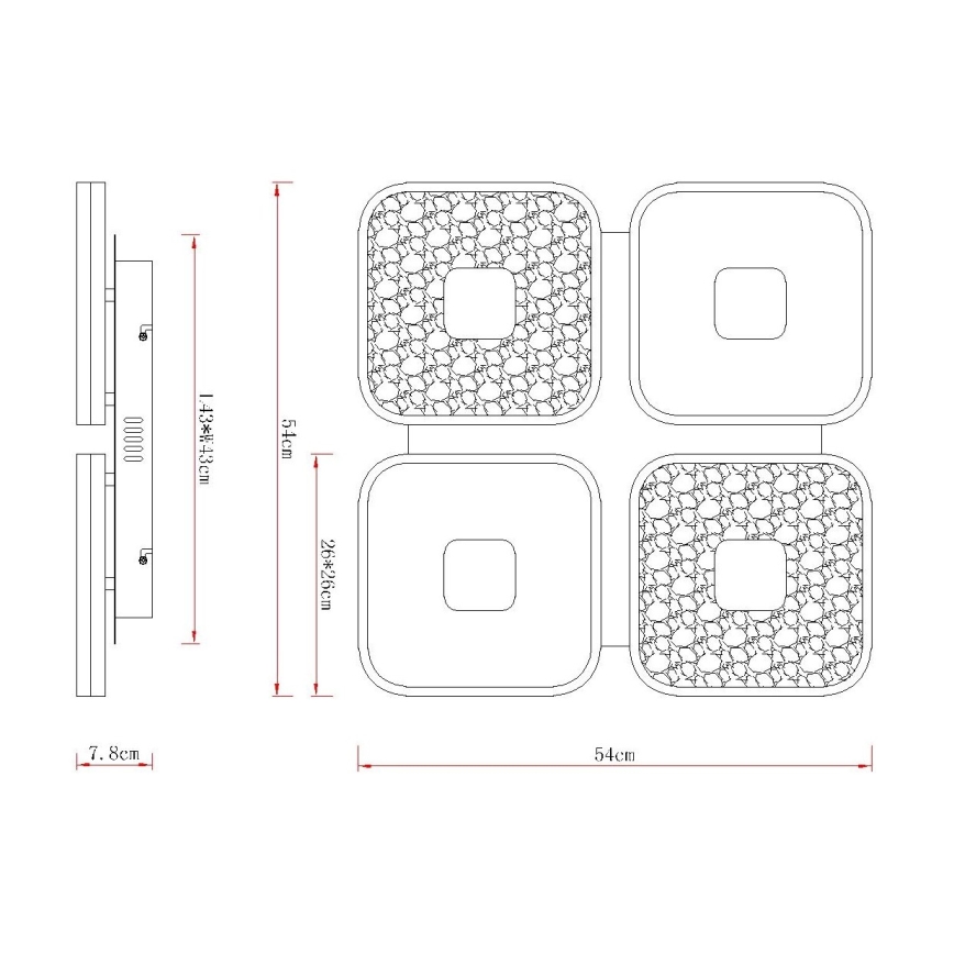 Globo - Candeeiro de tecto LED regulável 55W/230V 2700-6000K 54x54 cm + comando à distância