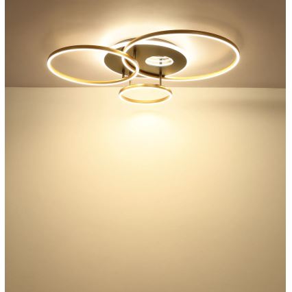 Globo - Candeeiro de teto LED dimerizável LED/54W/230V 2700-6500K 90x70 cm antracite/dourado + comando à distância