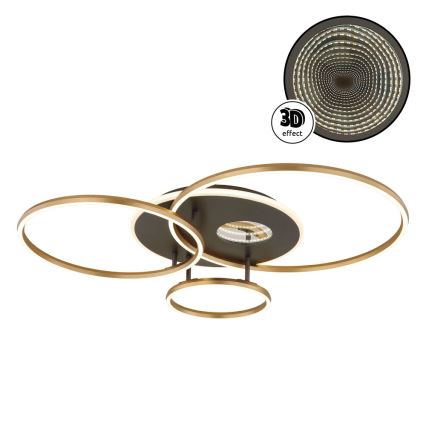 Globo - Candeeiro de teto LED dimerizável LED/54W/230V 2700-6500K 90x70 cm antracite/dourado + comando à distância