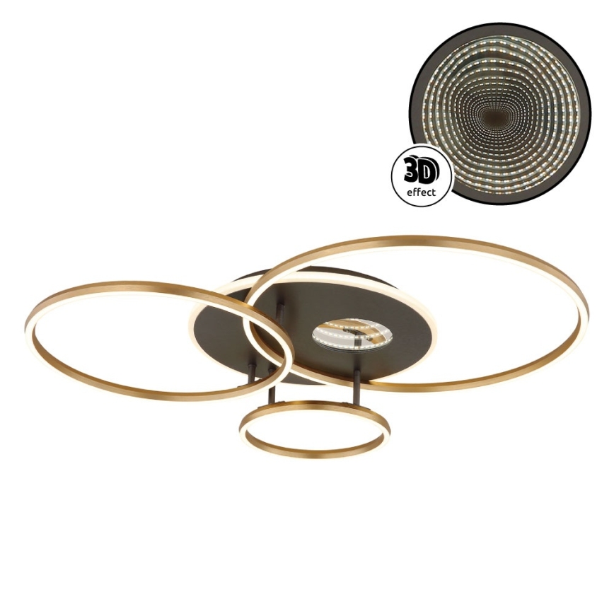 Globo - Candeeiro de teto LED dimerizável LED/54W/230V 2700-6500K 90x70 cm antracite/dourado + comando à distância