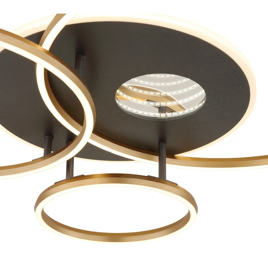 Globo - Candeeiro de teto LED dimerizável LED/54W/230V 2700-6500K 90x70 cm antracite/dourado + comando à distância
