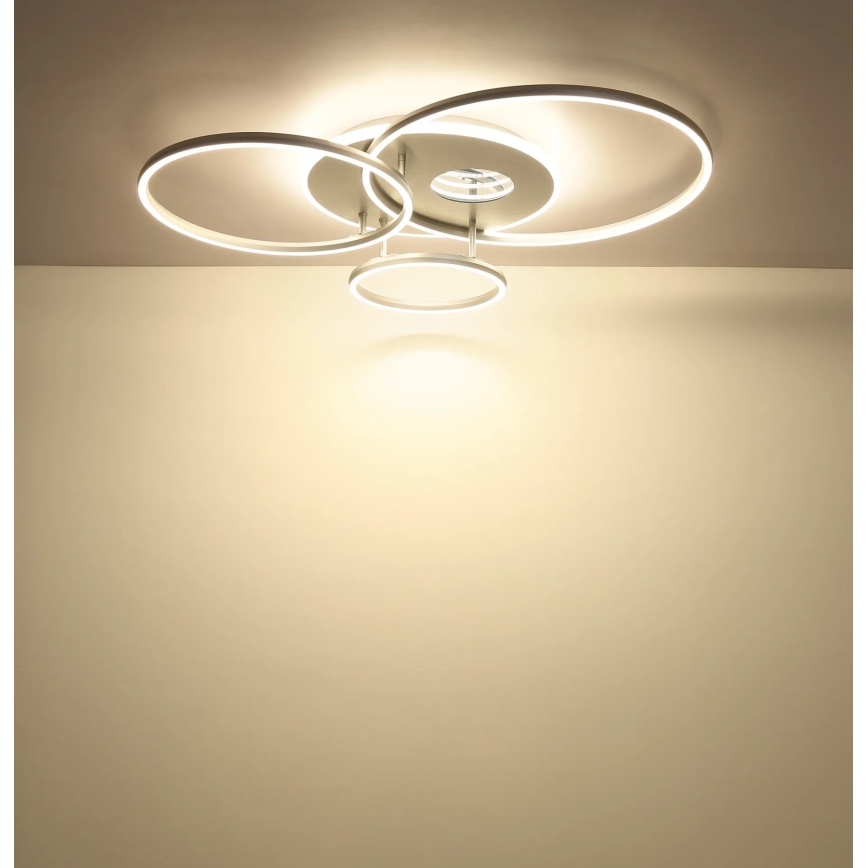 Globo - Luminária de teto LED regulável LED/54W/230V 2700-6500K 90x70 cm prateada + comando à distância