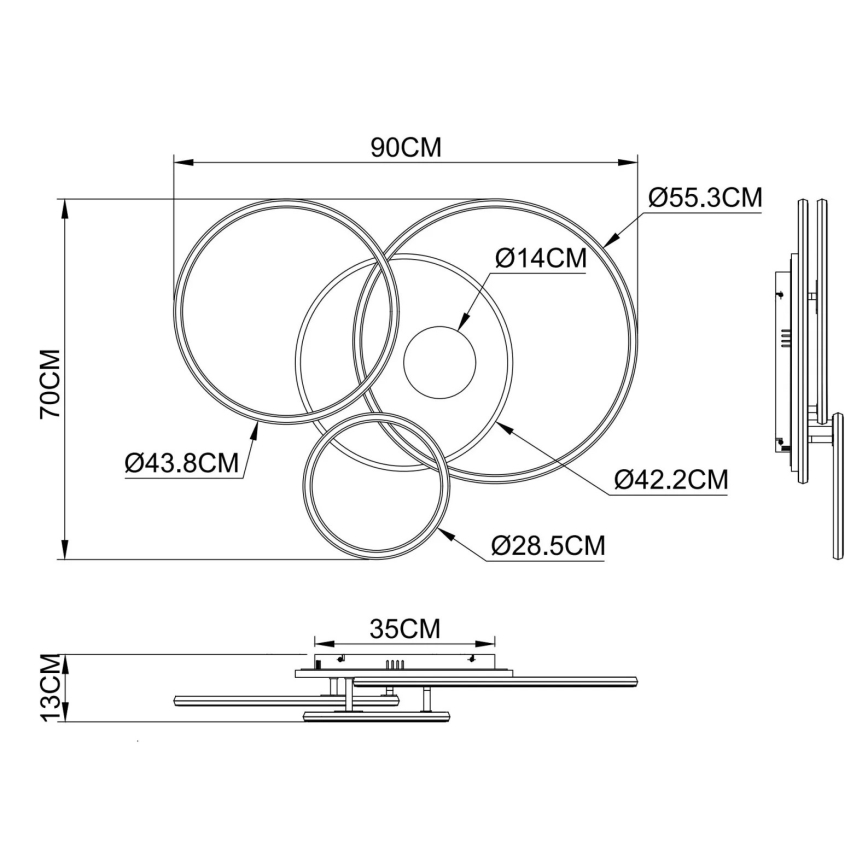 Globo - Luminária de teto LED regulável LED/54W/230V 2700-6500K 90x70 cm prateada + comando à distância