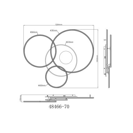 Globo - Luminária de teto LED dimmerizável LED/70W/230V 2700-6500K dourada + controlo remoto