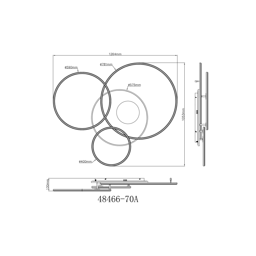 Globo - Candeeiro de tecto LED regulável LED/70W/230V 2700-6500K cromado mate + comando remoto