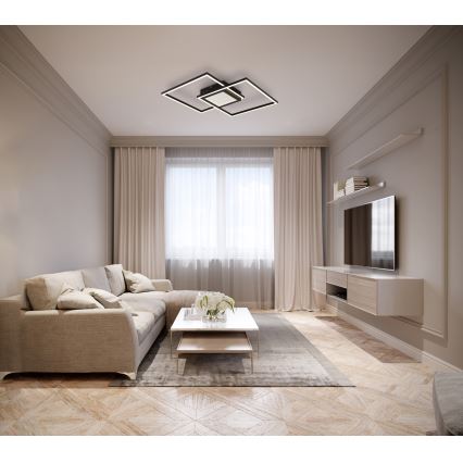Globo - Candeeiro de teto LED regulável LED/32W/230V 2700-6500K 42,6x42,6 cm preto + comando à distância