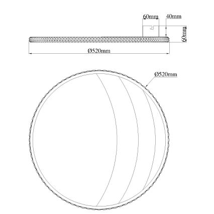 Globo - Candeeiro de tecto LED/40W/230V 3000/4000/6000K diâmetro 52 cm dourado