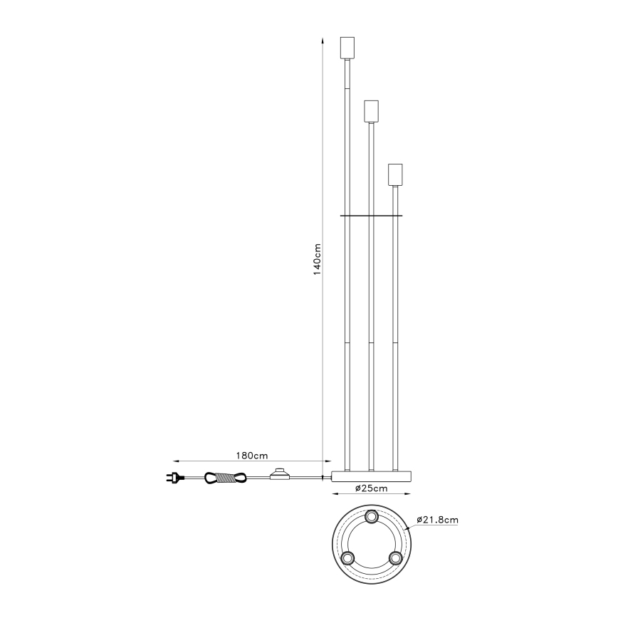 Globo - Luminária de piso 3xE27/60W/230V