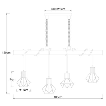 Globo - Candelabro suspenso 4xE27/60W/230V