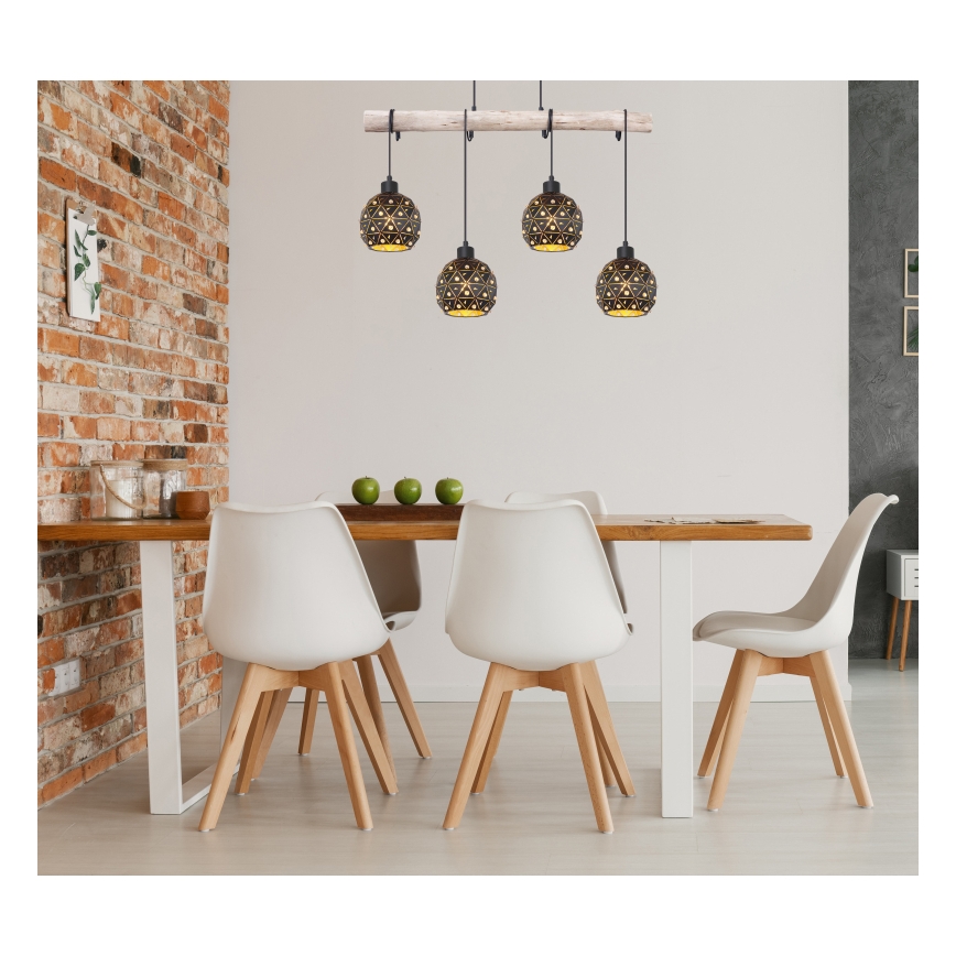 Globo 54029-4H - Lustre em cabo JODIE 4xE27/40W/230V bege/preto