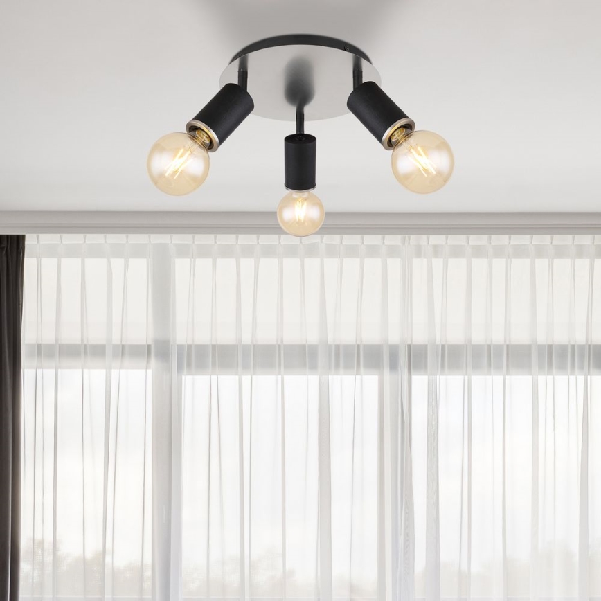 Globo - Foco 3xE27/60W/230V madeira preta