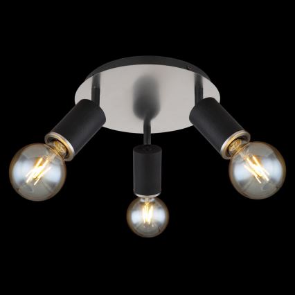 Globo - Foco 3xE27/60W/230V madeira preta