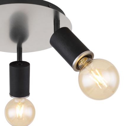 Globo - Foco 3xE27/60W/230V madeira preta