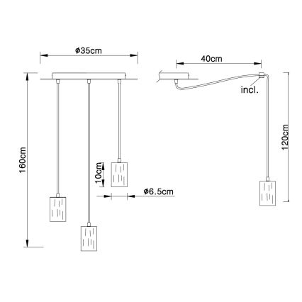 Globo - Candeeiro suspenso 3xE27/60W/230V aranha