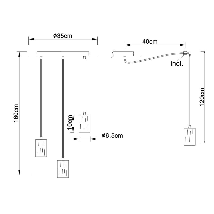 Globo - Candeeiro suspenso 3xE27/60W/230V aranha