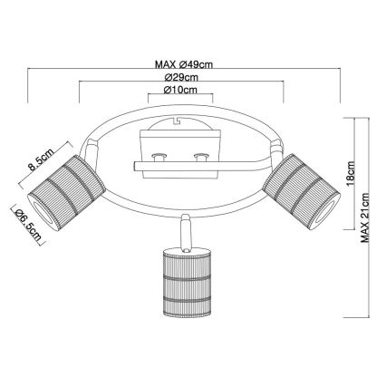 Globo - Foco 3xE27/60W/230V álamo