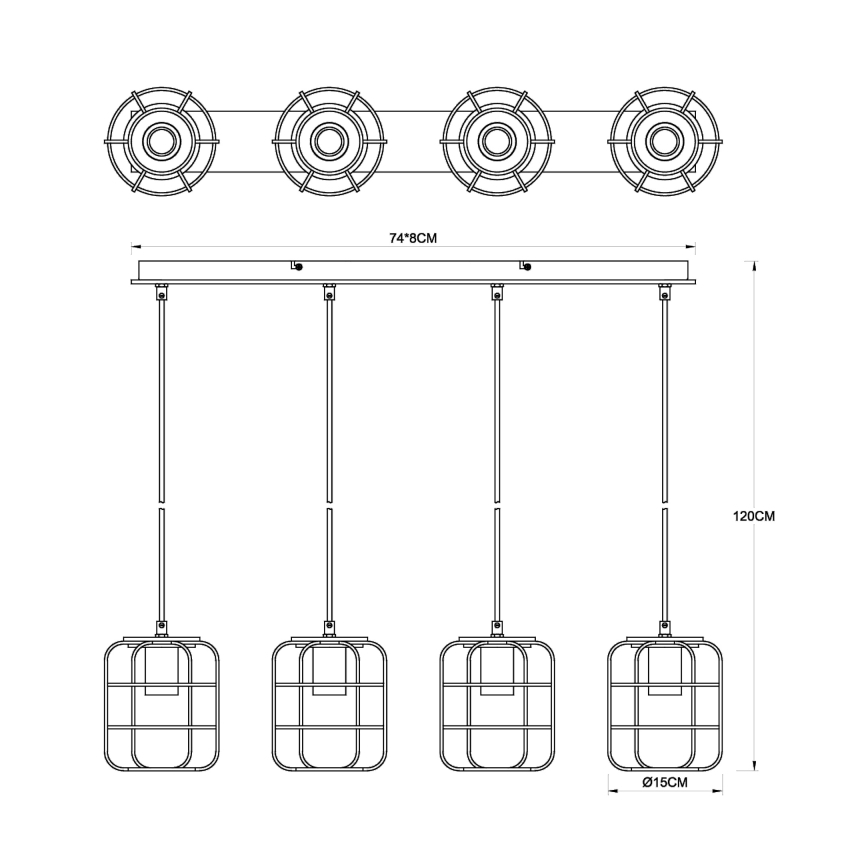 Globo - Lustre suspenso com cabo 4xE27/40W/230V