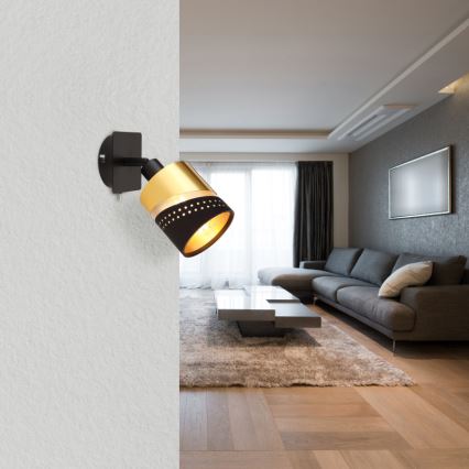Globo - Foco de parede 1xE14/25W/230V preto/dourado
