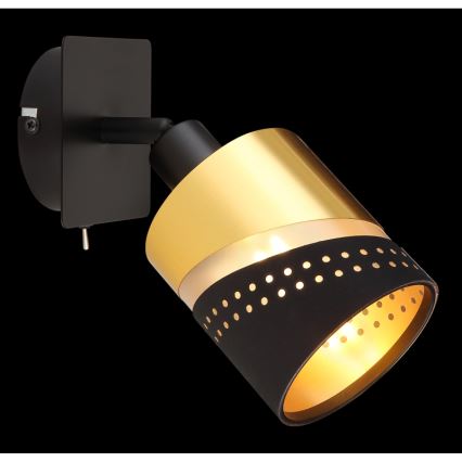 Globo - Foco de parede 1xE14/25W/230V preto/dourado