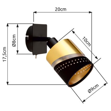 Globo - Foco de parede 1xE14/25W/230V preto/dourado