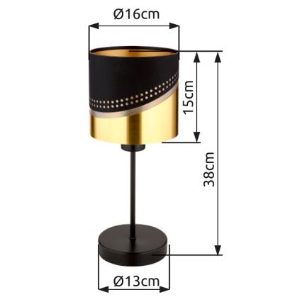 Globo - Candeeiro de mesa 1xE27/40W/230V diâmetro 16 cm preto/dourado