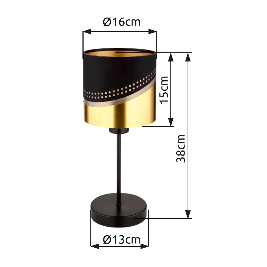 Globo - Candeeiro de mesa 1xE27/40W/230V diâmetro 16 cm preto/dourado