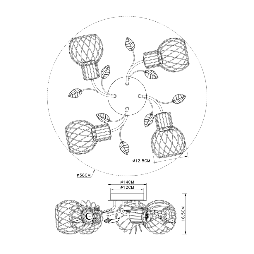 Globo - Candelabro montado à superfície 4xE27/40W/230V