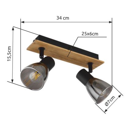 Globo - Foco de parede 2xE14/40W/230V preto/madeira