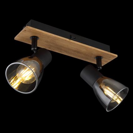 Globo - Foco de parede 2xE14/40W/230V preto/madeira
