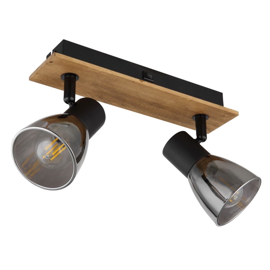 Globo - Foco de parede 2xE14/40W/230V preto/madeira