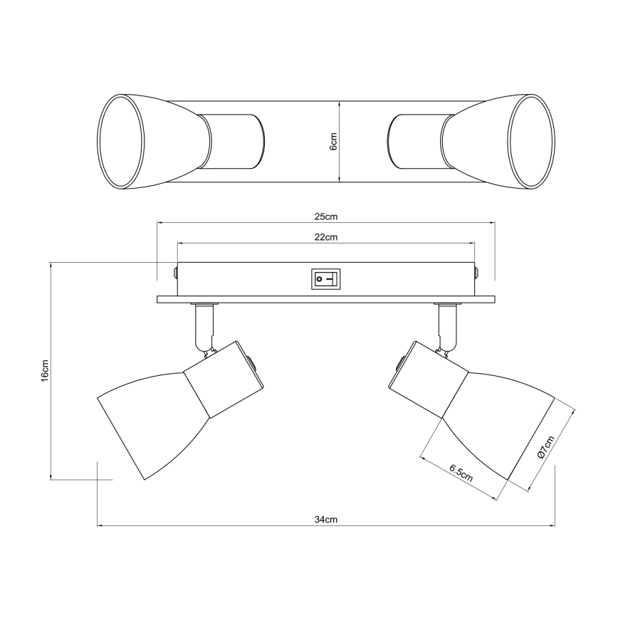 Globo - Foco de parede 2xE14/40W/230V preto/madeira