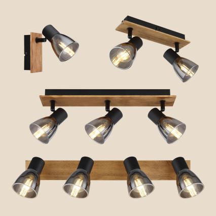 Globo - Foco de parede 2xE14/40W/230V preto/madeira