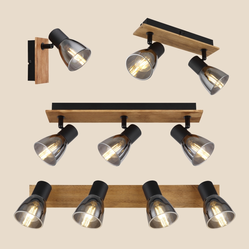 Globo - Foco de parede 2xE14/40W/230V preto/madeira