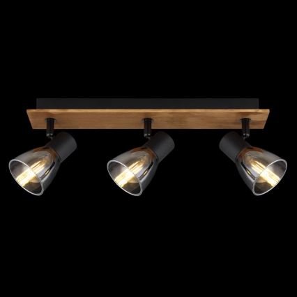 Globo - Foco 3xE14/40W/230V preto/madeira