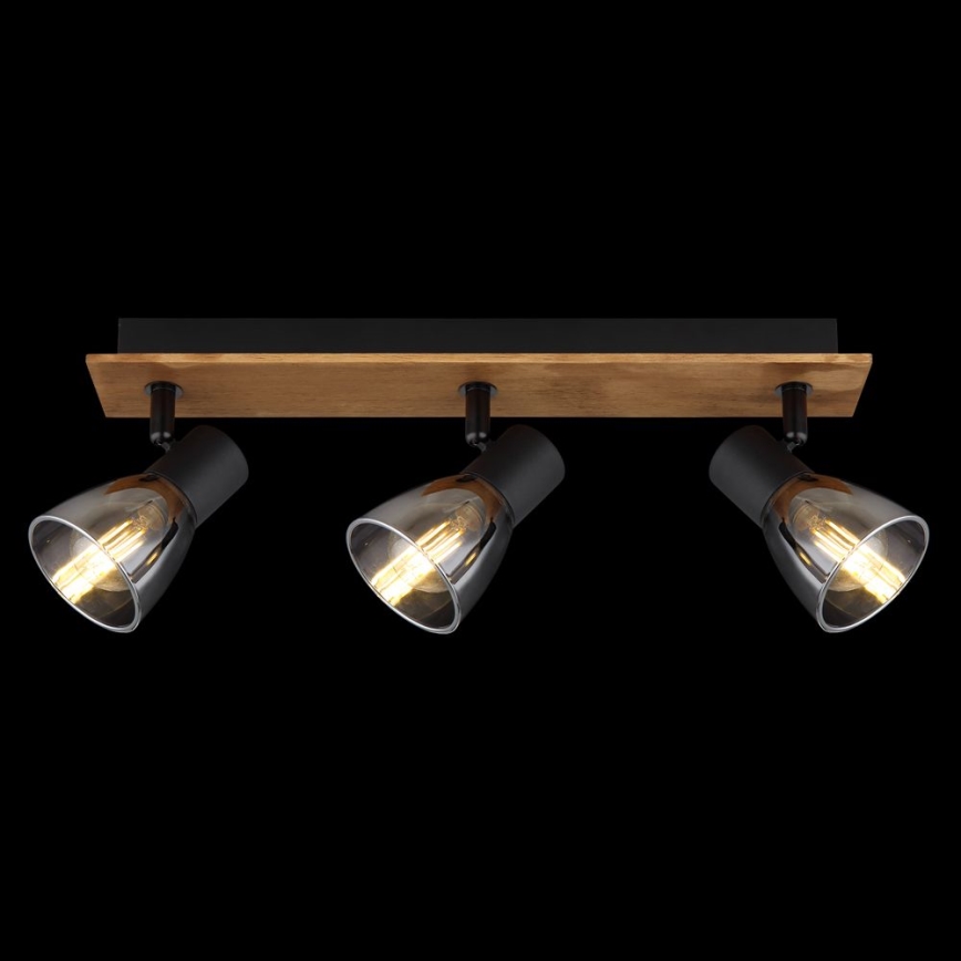 Globo - Foco 3xE14/40W/230V preto/madeira