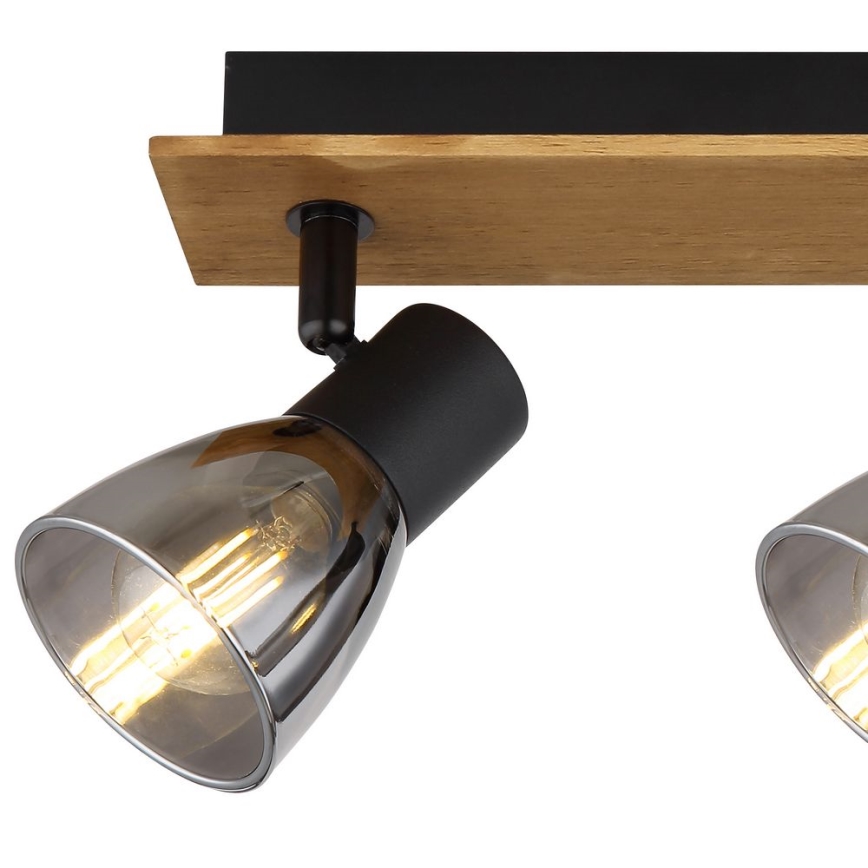 Globo - Foco 3xE14/40W/230V preto/madeira