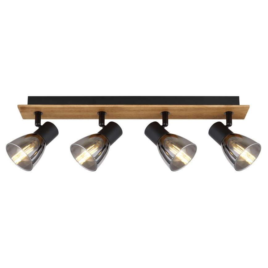 Globo - Foco 4xE14/40W/230V preto/madeira