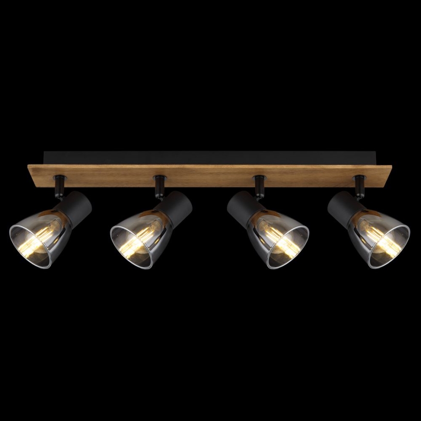 Globo - Foco 4xE14/40W/230V preto/madeira