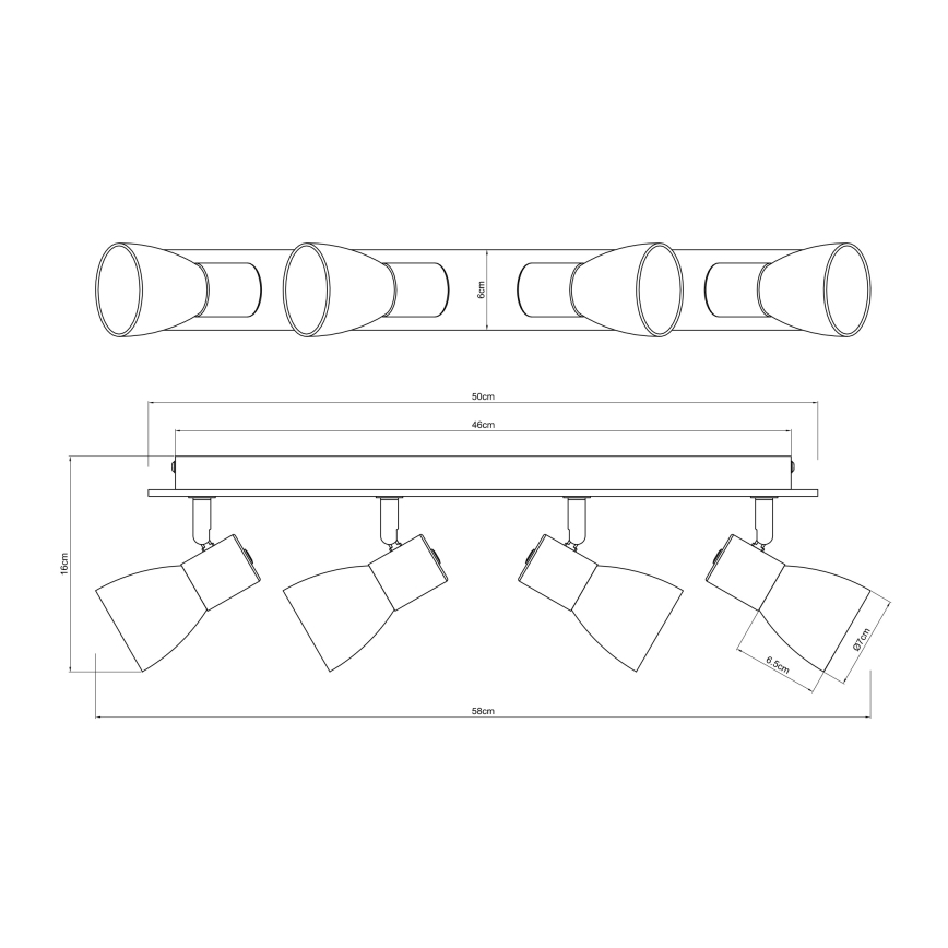 Globo - Foco 4xE14/40W/230V preto/madeira