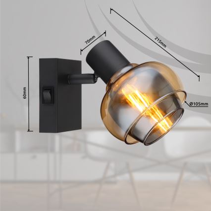 Globo - Spot de parede orientável 1xE14/40W/230V preto