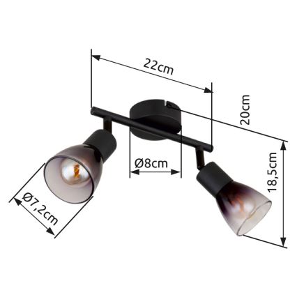 Globo - Foco 2xE14/25W/230V preto